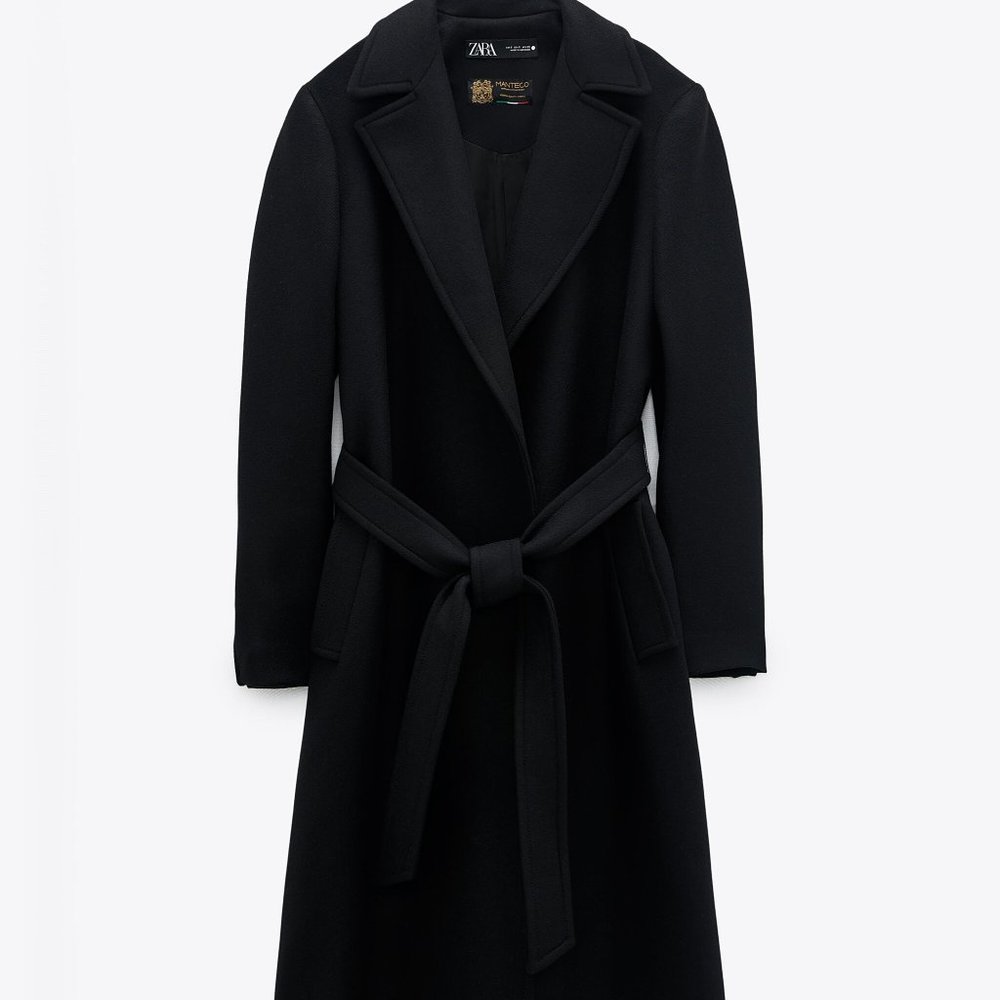 NWT Zara Belted Wool Blend Coat